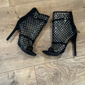 Shoedazzle Cashin' Out Embellished Mesh Sandals